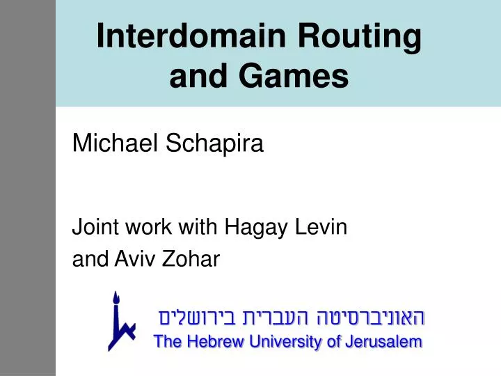 interdomain routing and games