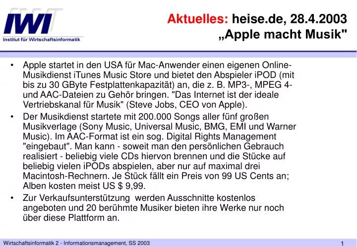 aktuelles heise de 28 4 2003 apple macht musik