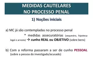 medidas cautelares no processo penal