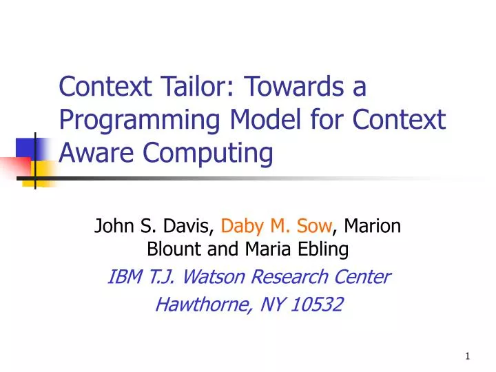 context tailor towards a programming model for context aware computing