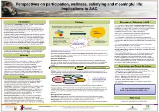 Perspectives on participation, wellness, satisfying and meaningful life : Implications to AAC