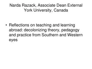 Narda Razack, Associate Dean External York University, Canada