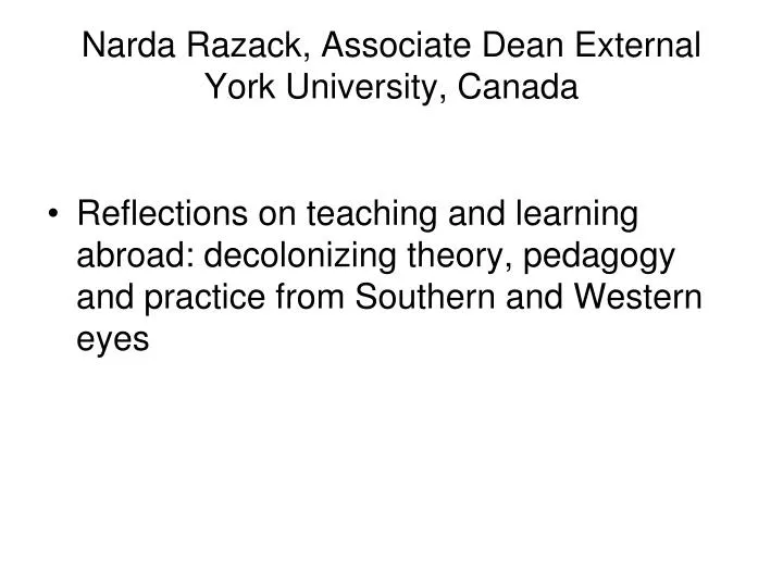 narda razack associate dean external york university canada