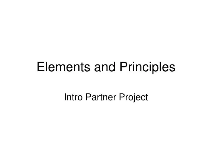 elements and principles