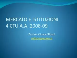 mercato e istituzioni 4 cfu a a 2008 09