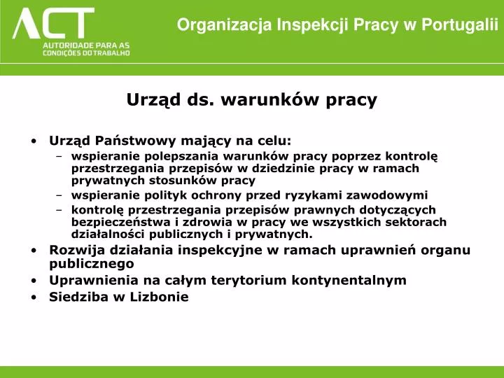 organizacja inspekcji pracy w portugalii