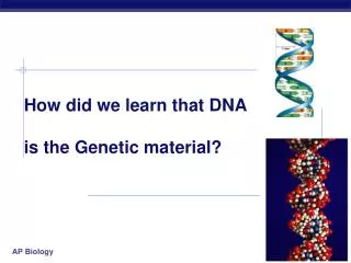 How did we learn that DNA is the Genetic material?