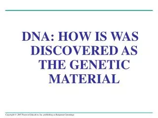 DNA: HOW IS WAS DISCOVERED AS THE GENETIC MATERIAL