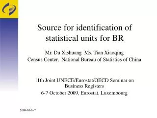 Source for identification of statistical units for BR
