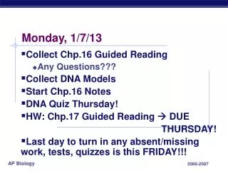 monday 1 7 13