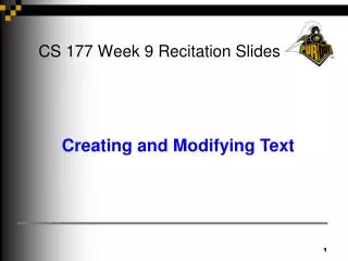 CS 177 Week 9 Recitation Slides