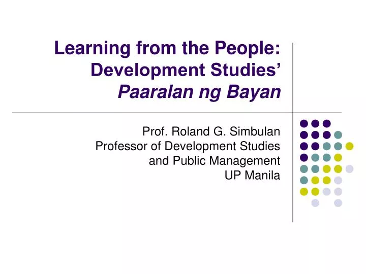 learning from the people development studies paaralan ng bayan