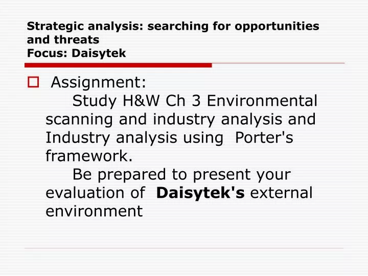 strategic analysis searching for opportunities and threats focus daisytek