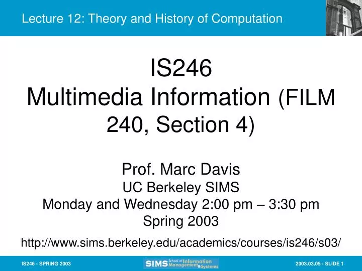 lecture 12 theory and history of computation