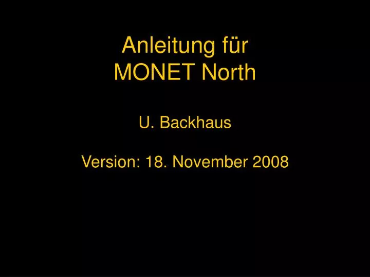 anleitung f r monet north u backhaus version 18 november 2008