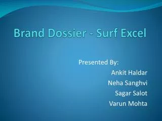 Brand Dossier - Surf Excel