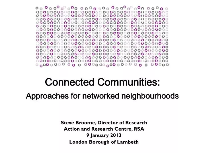 connected communities approaches for networked neighbourhoods