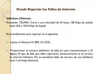 donde reportar los fallos de internet