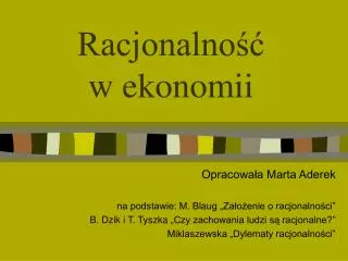 racjonalno w ekonomii