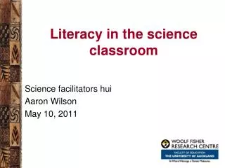 Literacy in the science classroom