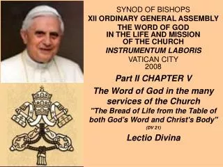 SYNOD OF BISHOPS XII ORDINARY GENERAL ASSEMBLY