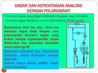 DASAR DAN KEPENTINGAN ANALISIS DENGAN POLAROGRAFI