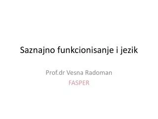 saznajno funkcionisanje i jezik