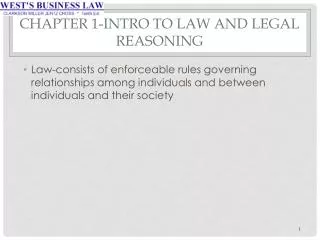 Chapter 1-Intro to Law and Legal Reasoning