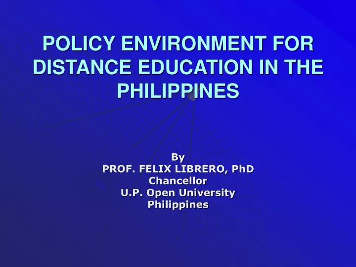 policy environment for distance education in the philippines