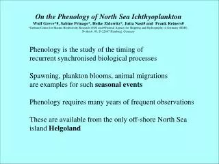 On the Phenology of North Sea Ichthyoplankton