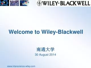 Welcome to Wiley-Blackwell