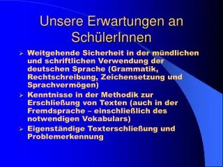 unsere erwartungen an sch lerinnen
