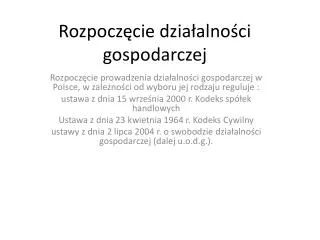 rozpocz cie dzia alno ci gospodarczej