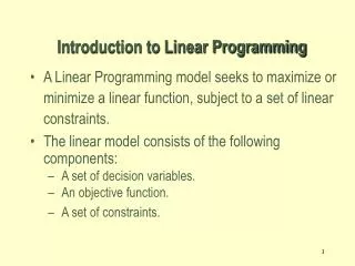 Introduction to Linear Programming