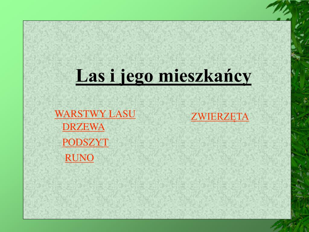 PPT - Las i jego mieszkańcy PowerPoint Presentation, free download - ID