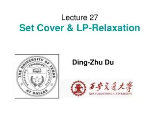 Lecture 27 Set Cover &amp; LP-Relaxation
