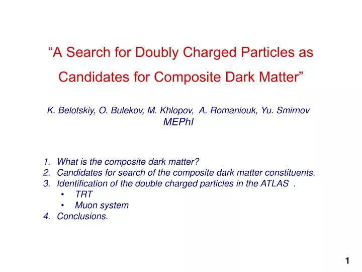 a search for doubly charged particles as candidates for composite dark matter