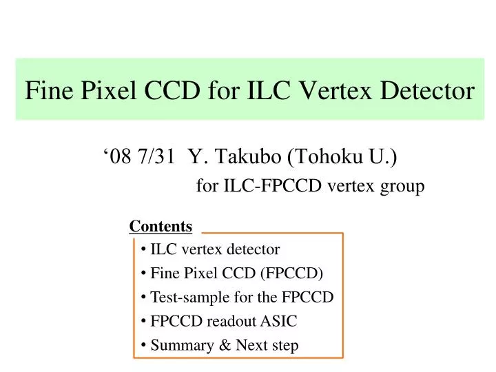 fine pixel ccd for ilc vertex detector