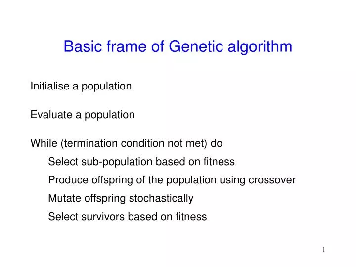 basic frame of genetic algorithm