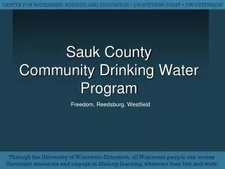 Sauk County Community Drinking Water Program