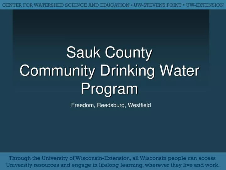 sauk county community drinking water program