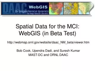Spatial Data for the MCI: WebGIS (in Beta Test)