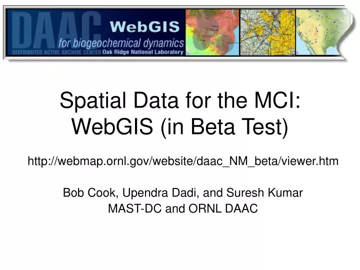 spatial data for the mci webgis in beta test