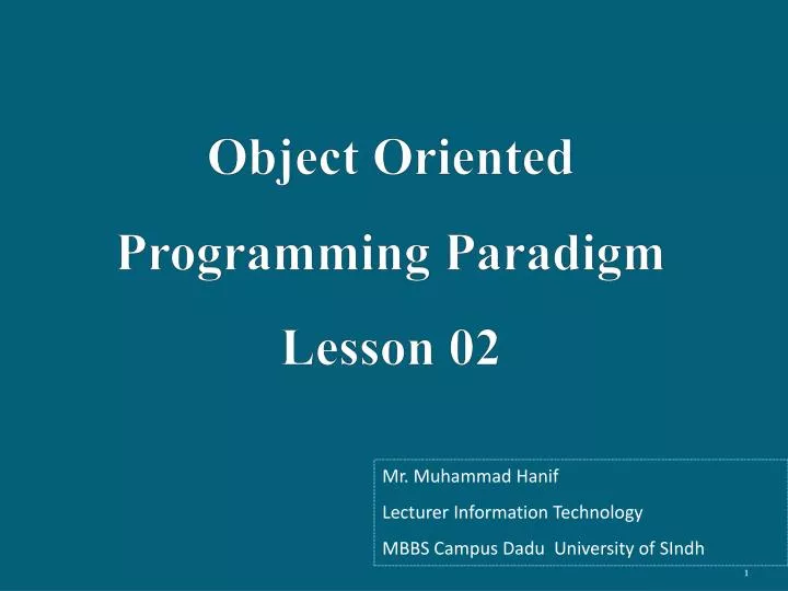 object oriented programming paradigm lesson 02