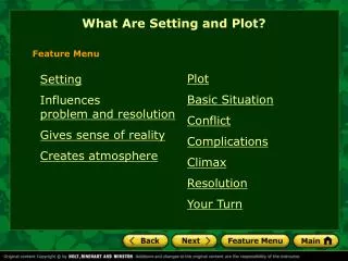 Plot Basic Situation Conflict Complications Climax Resolution Your Turn