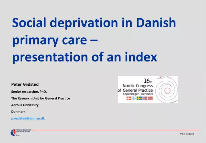 social deprivation in danish primary care presentation of an index