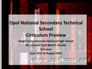 Opol National Secondary Technical School Cirriculum Preview