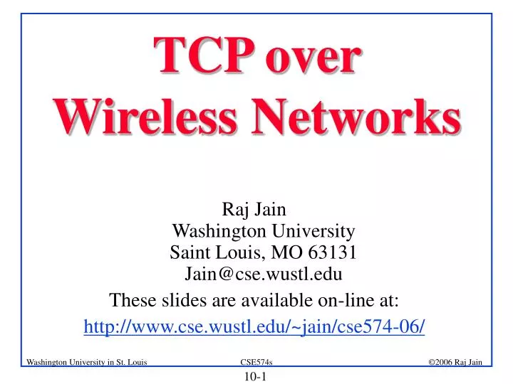 tcp over wireless networks