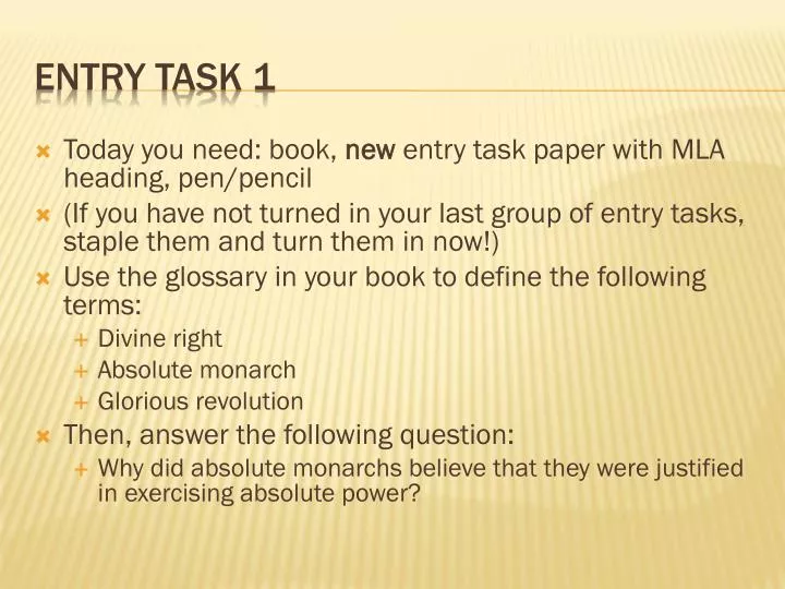 entry task 1