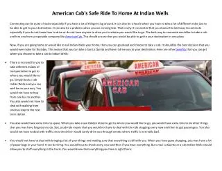 American Cab's Safe Ride To Home At Indian Wells